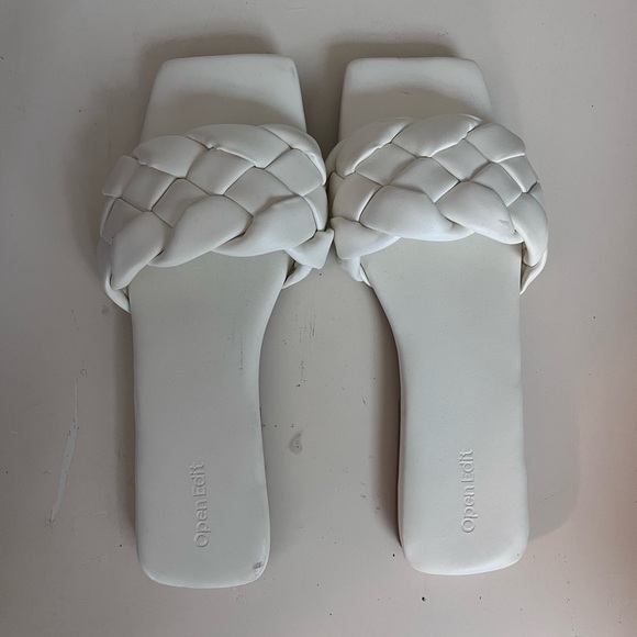 Open Edit White Braided Sandals - Picture 1 of 5